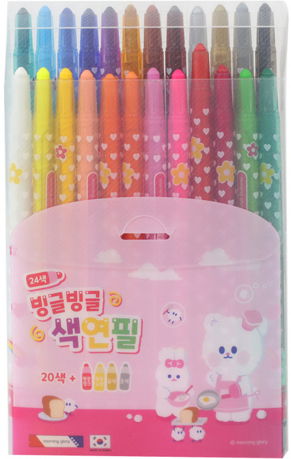모닝글로리 빙글빙글 색연필 세트 핑크, 24색, 1세트