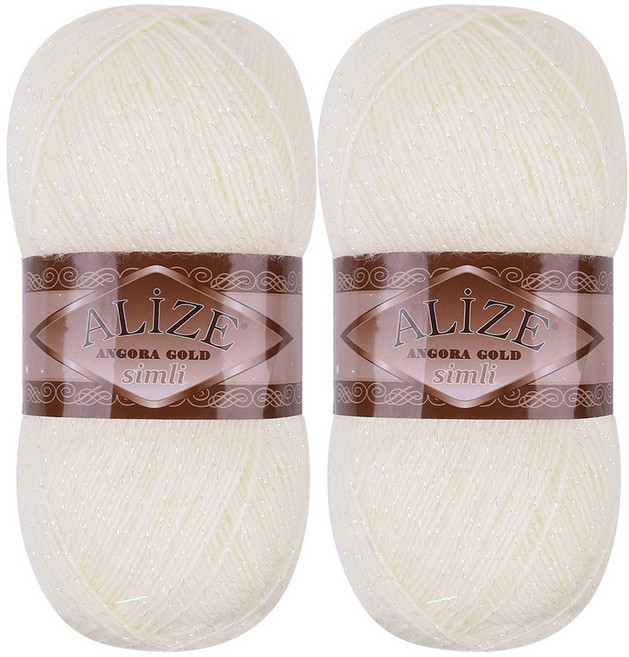 alize 앙고라골드 심리 뜨개실, 2개, 062 펄크림