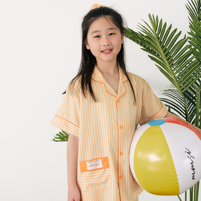mmsi 兒童款 SunnyGlowS 絲滑貼身兒童短袖睡衣套裝