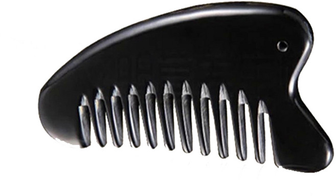 MEO 물소뿔 두피 + 얼굴 마사지 곡선 빗 괄사, 1개