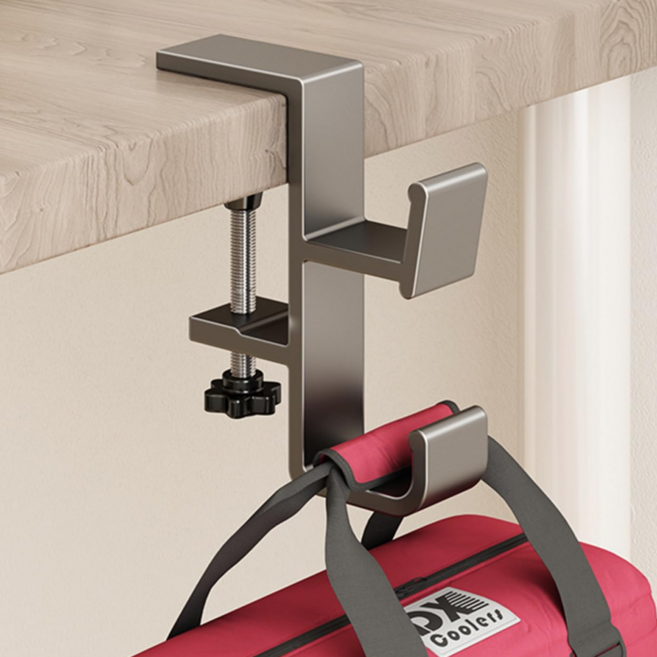 벨리안 간편설치 휴대용 2단 책상 가방걸이 8.9 × 11 × 2 cm, 1개, 그레이