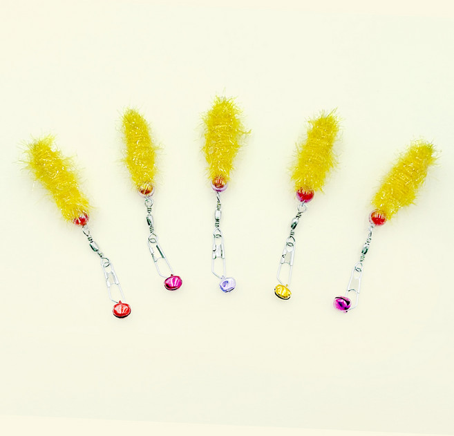 펫모닝 고양이 리얼버그 송충이 장난감 리필, 옐로우, 5개