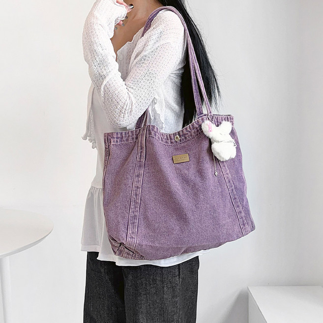 프롬헤븐 머드파 캐주얼 빈티지 데님 숄더백 + 키링 세트 H962