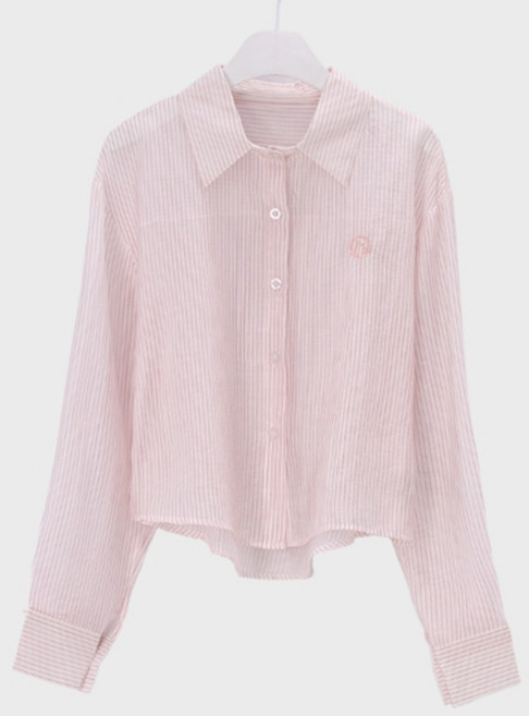 시크폭스 여성용 로멀 텐셀 스트라이프 세미크롭 셔츠 52SH406