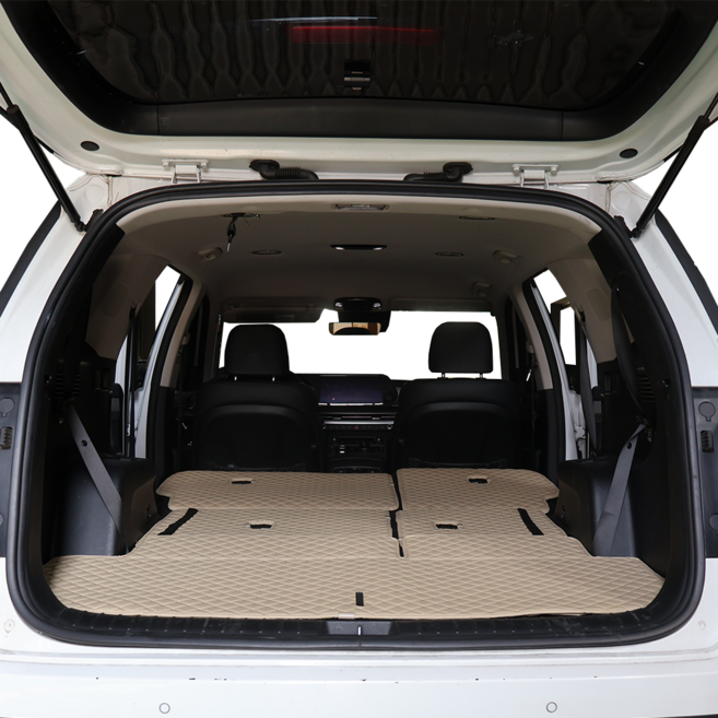 엔젤카매트 가죽 퀼팅 등받이 트렁크매트, 코튼 베이지, 더뉴 팰리세이드(LX2) 7인승 자동폴딩