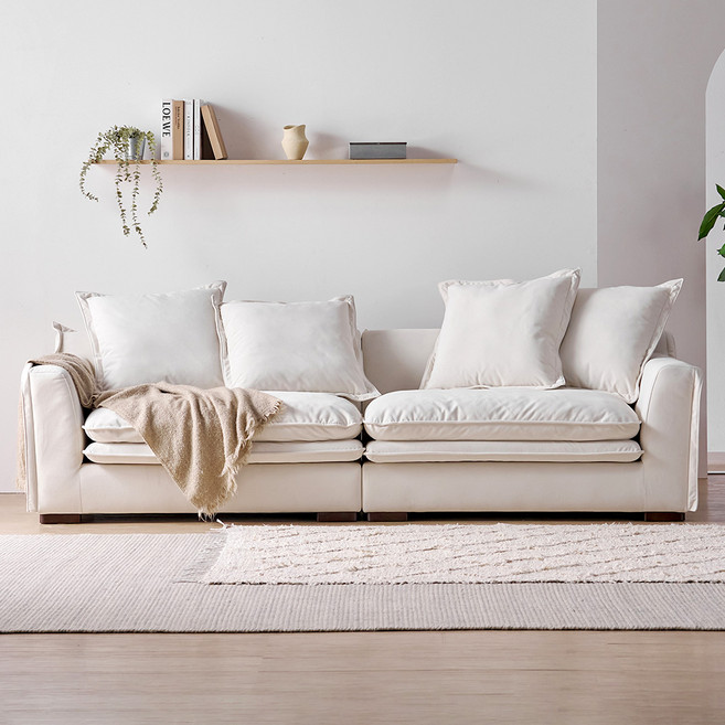 헬로까사 덤플링 4인용 소파 + 쿠션 4p 세트 방문설치, 아이보리