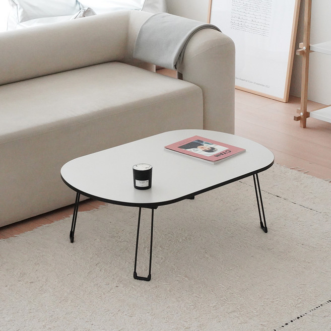 레몬트리 LPM 엣지라인 타원형 접이식 테이블, 블랙 그레이