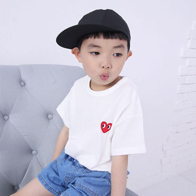 소년마켓 하트 면 통기성 반팔티