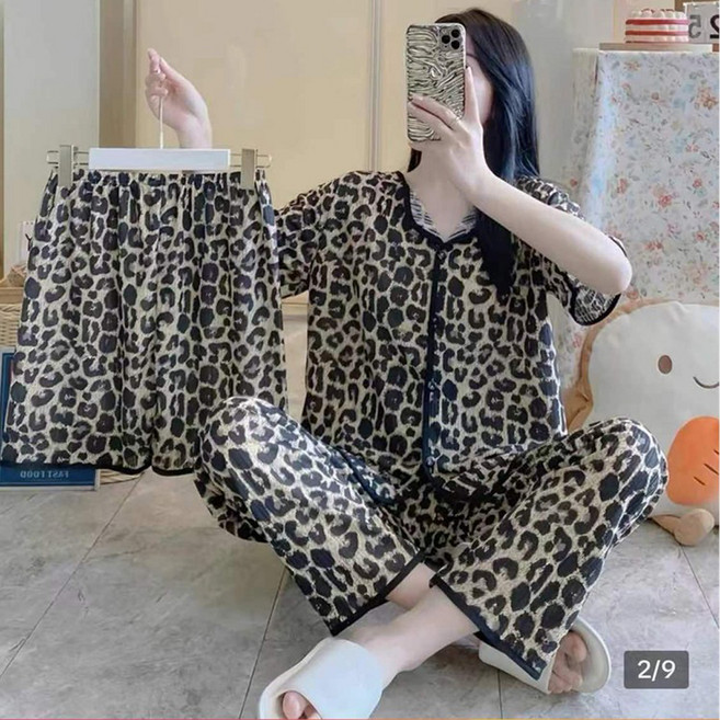 Viola 女性睡衣 上衣 + 短褲 + 長褲 組 Vio0019