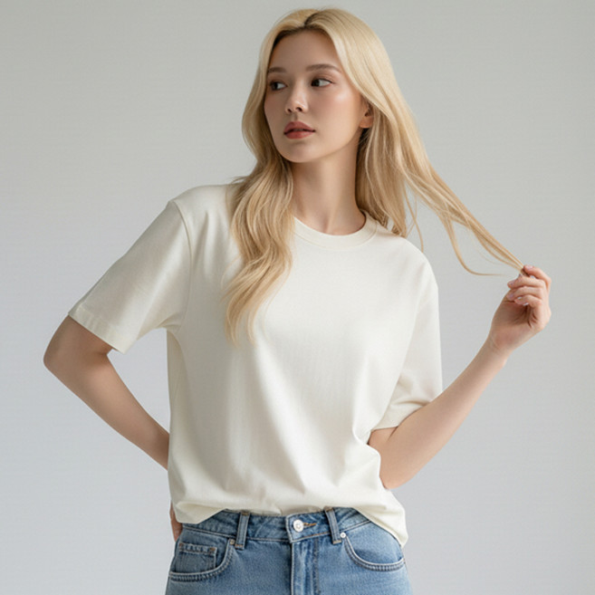 레몬소울 여성용 로우 라운드넥 반팔 티셔츠