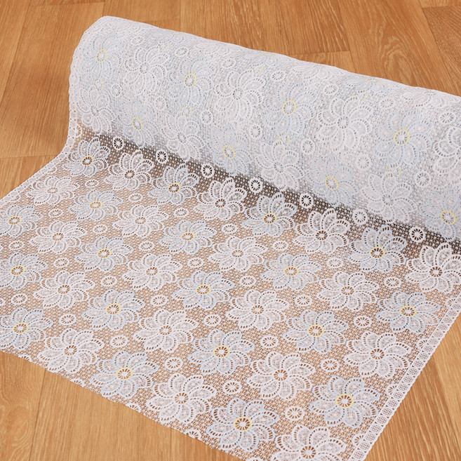 데코리아 북유럽풍 레이스 방수코팅 테이블커버 FL2989, 블루화이트, 폭 50cm x 길이 2m, 1개