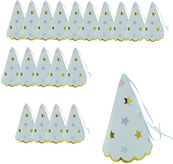 파티쇼 마카롱 파티 고깔 모자 소형, 블루, 20개