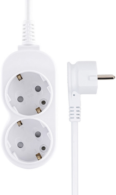 에코파워탭 10A 일반 납작멀티탭 2구, 화이트, 1개, 1.5m