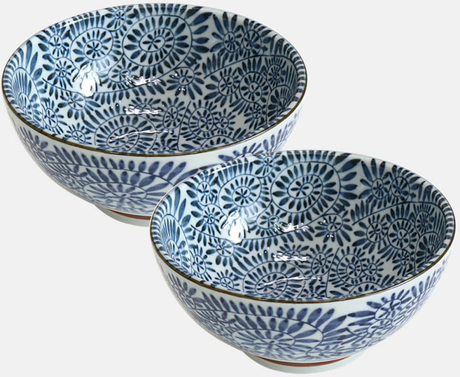 일본 면기 18.5cm 2p 세트, 풀꽃, 1세트