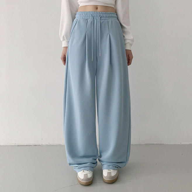 플랜데이 여성용 샐리 핀턱 와이드 트레이닝팬츠