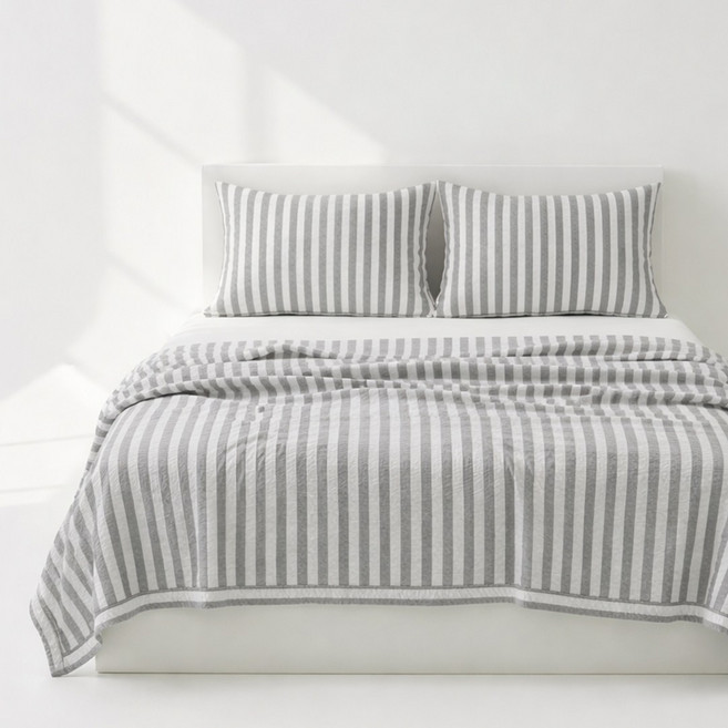 노스 국내 제조 시어서커 쿨 여름 홑이불, 스트라이프그레이