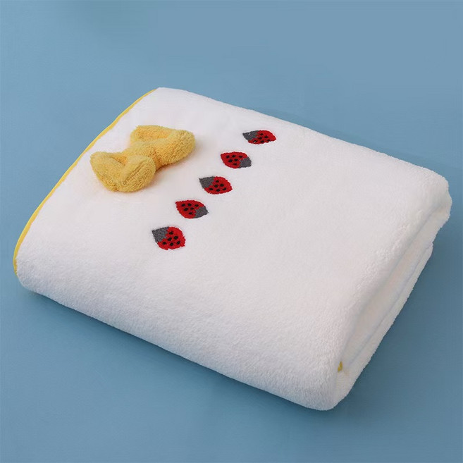 원이네 코랄벨벳 리본 바스타월 320g, 화이트, 1개