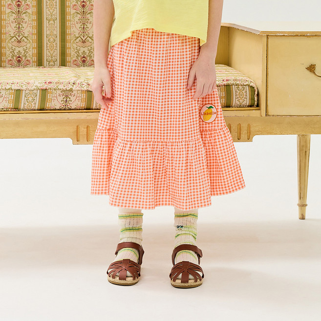 리에벨로 여아용 상큼 체크 스커트