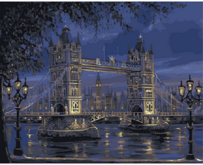 모모픽스페인팅 DIY 명화 그리기 세트 40 x 50 cm, 1개, 밤의 타워브릿지