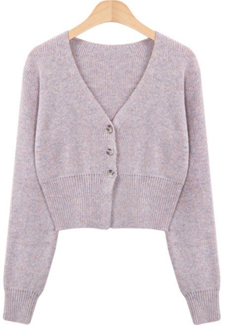 레몬소울 여성용 너키 크롭 니트 가디건