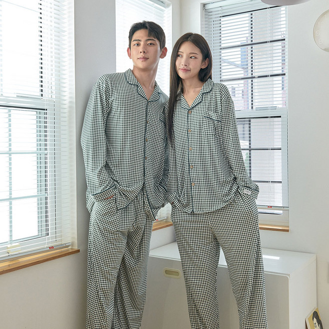 도씨 커플용 소프킨 깅엄체크 잠옷 2p 세트