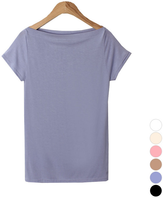 플랜데이 여성용 입술넥 오프숄더 레이온 반팔 티셔츠