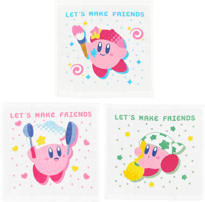 MARUSHIN 丸真 純棉洗臉巾3入組, 星之卡比, 1組