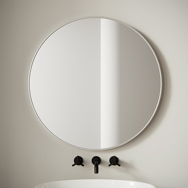 맙소샵 클래식원형 거실 욕실 접착식 방폭 거울 40cm HR2632, 실버
