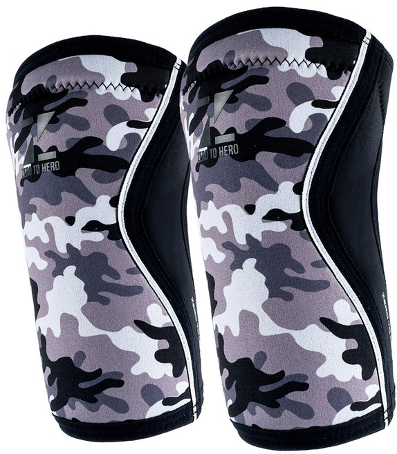 제로투히어로 네오프렌 무릎보호대 5mm 세트, 1세트, 그레이 카모