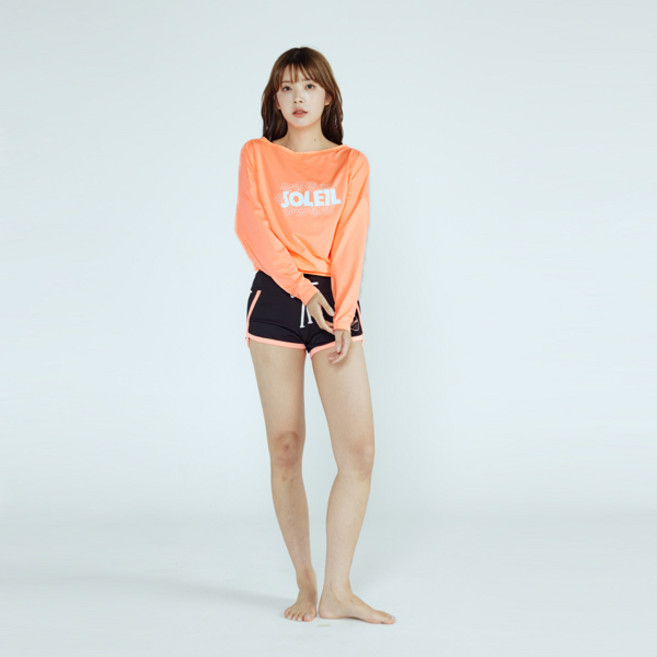 솔레일 여성용 스마일 플라워 가오리핏 래쉬가드 긴팔 상의