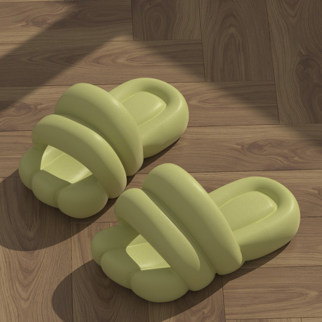 도림 말랑말랑 뚱카롱 슬리퍼 미끄럼방지 층간소음 EVA 실내화, 그린, 1개