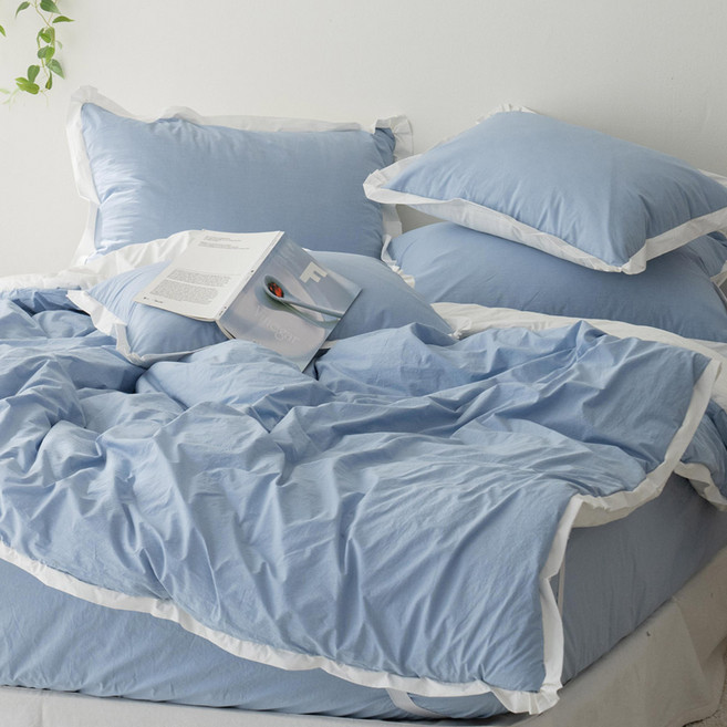 스코홈 바이오워싱 고밀도 순면 호텔식 무봉제 차렵이불