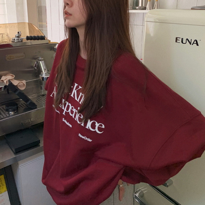 PEONIST 寬鬆字母蝙蝠袖大學T