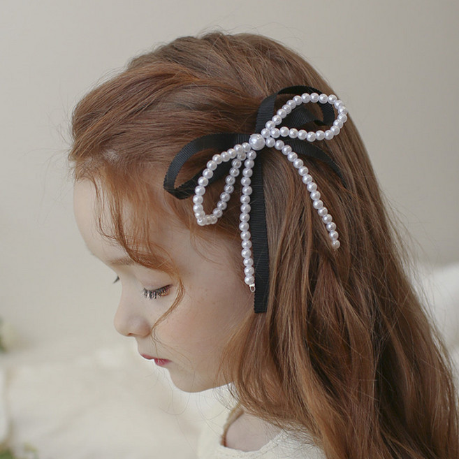 럭키밤비네 퓨어펄 리본 헤어 집게핀