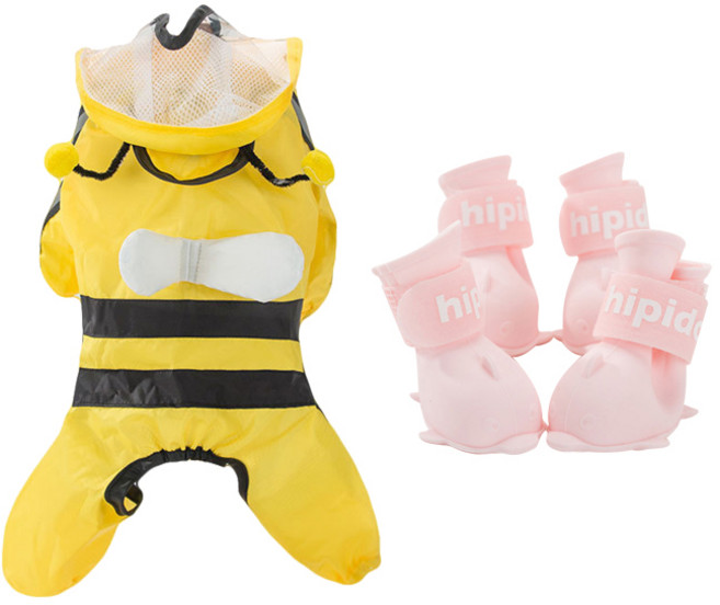 카르노코리아 꿀벌우비 + 레인부츠 세트, 핑크, 1개