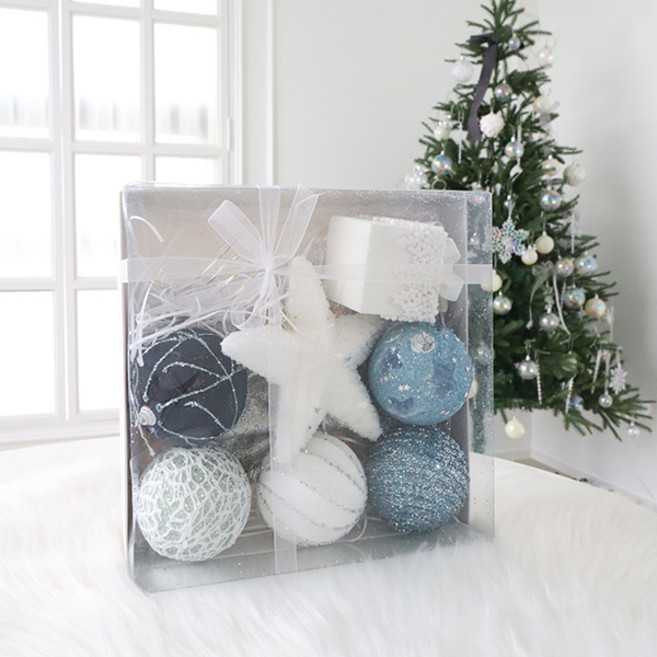 모리앤 크리스마스 윈터스카이 트리장식볼 오너먼트 18종 선물세트, 블루, ONE SIZE, 1세트