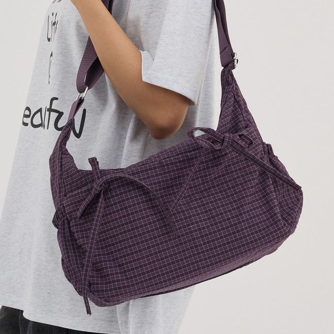 엘쏘 빈티지 리본 체크 스트랩 숄더 크로스백