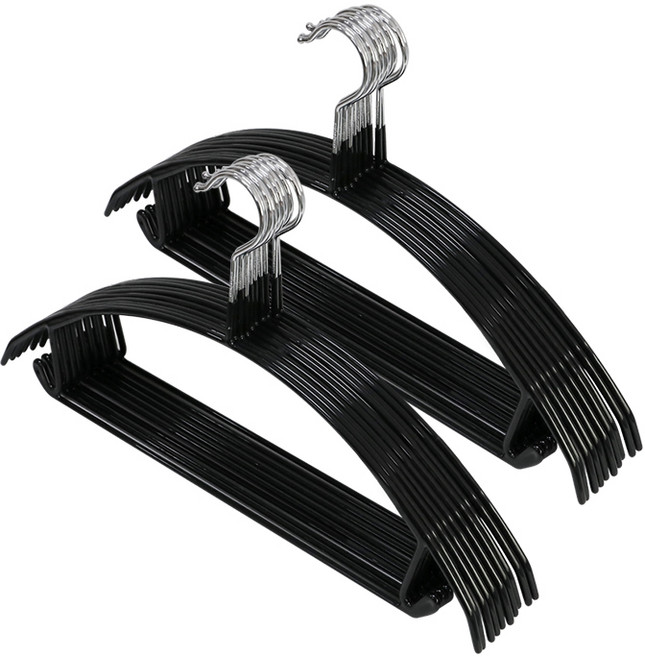 네이쳐리빙 논슬립 코팅 상하의 니트 옷걸이, 블랙, 20개