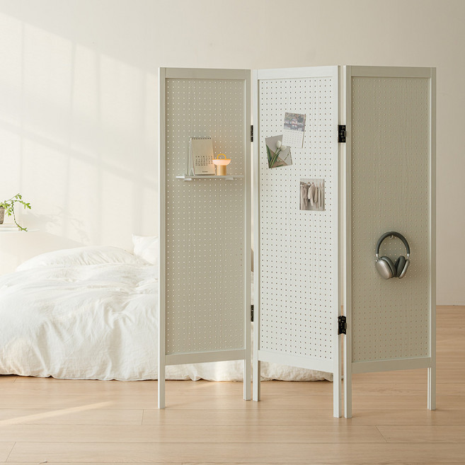 우드레이 바인 스탠드 타공파티션 3단, 화이트