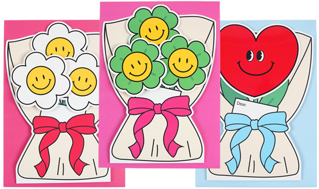 포포팬시 초대형 스마일 부케 왕 입체 카드 3종 세트, 혼합색상, 1세트