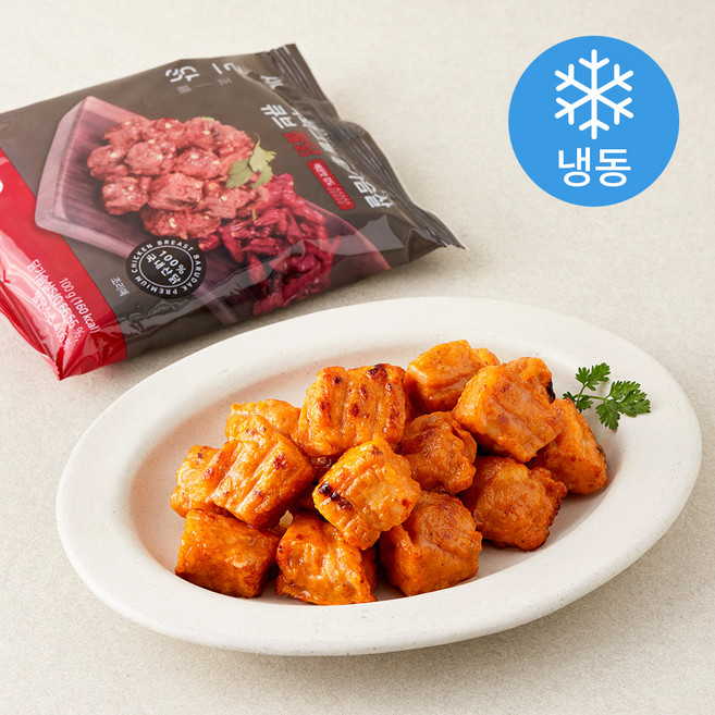 바르닭 직화그릴 닭가슴살 큐브 불닭 (냉동), 100g, 5개