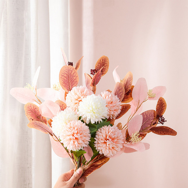 틴코 조화 인테리어 인조 꽃다발, 핑크, 1개