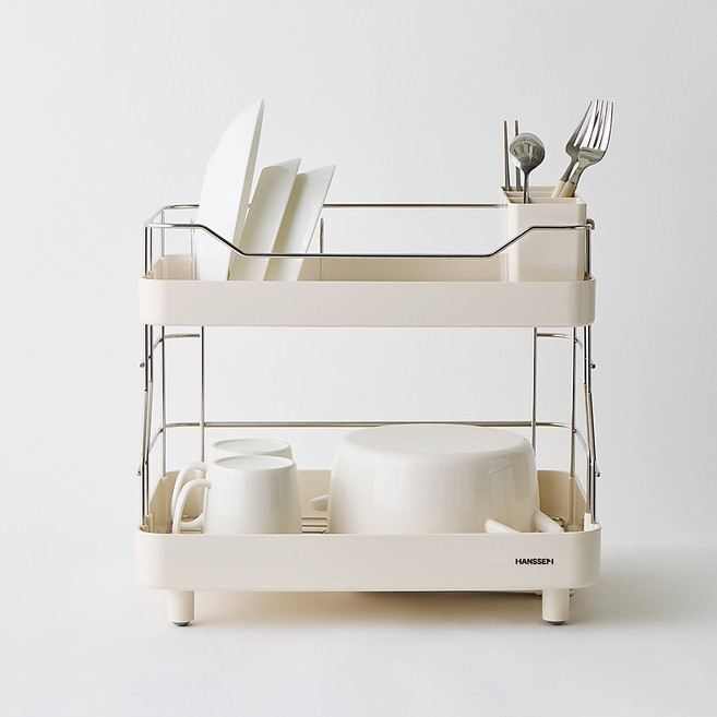 한샘 베이직 플러스 식기건조대, 오트밀베이지, 1개, 2단