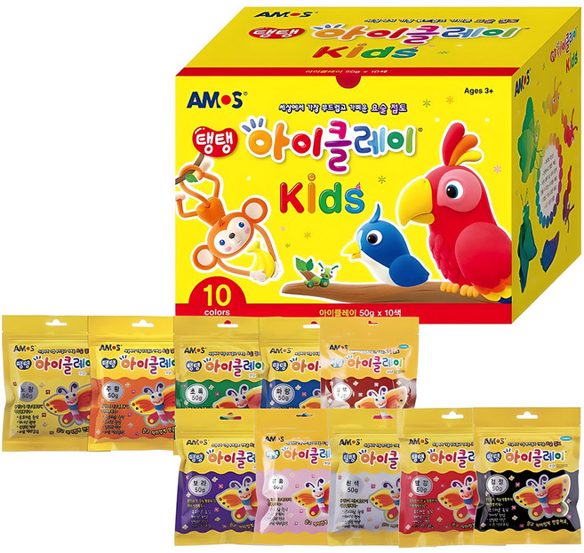 AMOS 阿摩司 兒童彩色黏土 10色套組, 50g, 1組, 多色