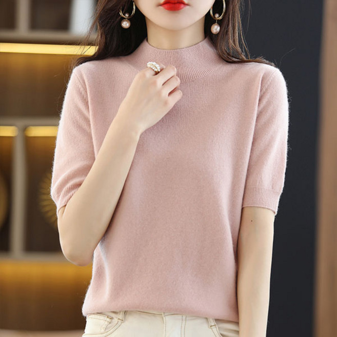 선빛 여성용 에일린 하프넥 반폴라 무지 팔뚝 슬림핏 니트