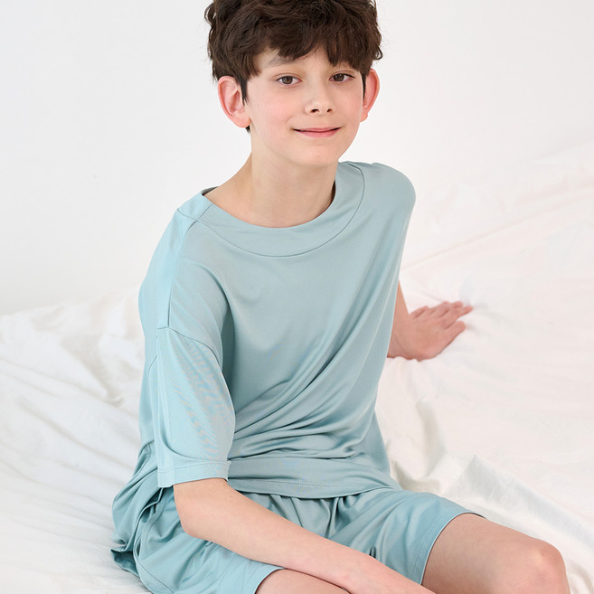 메종마밤 아동용 학생 쿨 라운드넥 5부 잠옷 상하의 세트