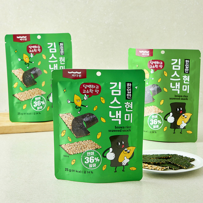 바다원 한입만 현미김스낵, 3개, 25g