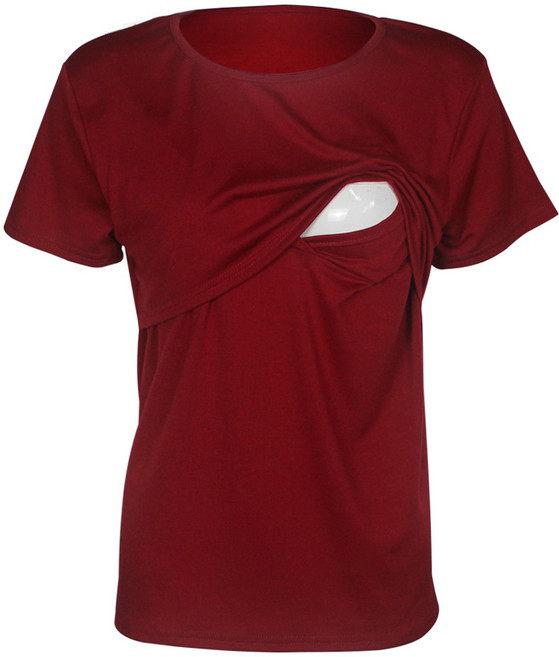 스타 심플 크루넥 라인 단색 무지 수유 임부 반팔