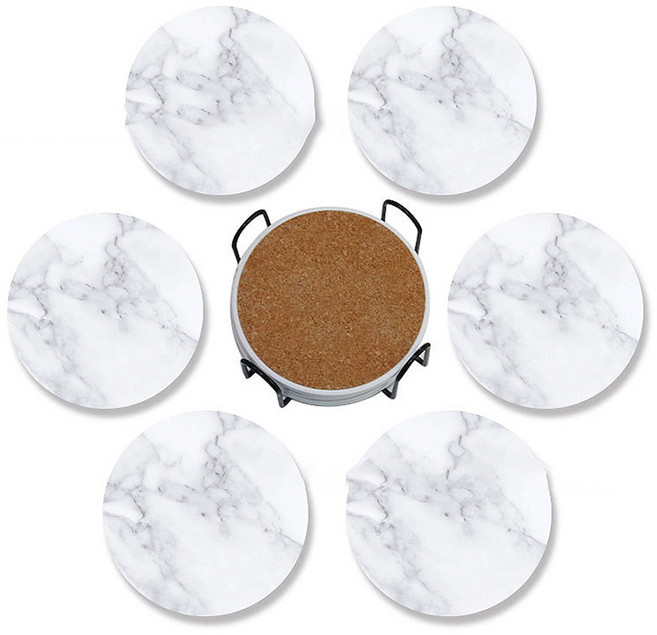 심사장홈 규조토 컵받침 6p + 케이스 세트, Y001, 1세트