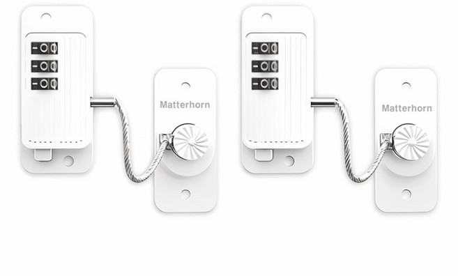 Matterhorn 免鑽孔密碼鎖 2入 白色, 1組